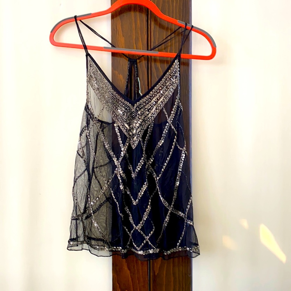 Women’s navy embellished tank
